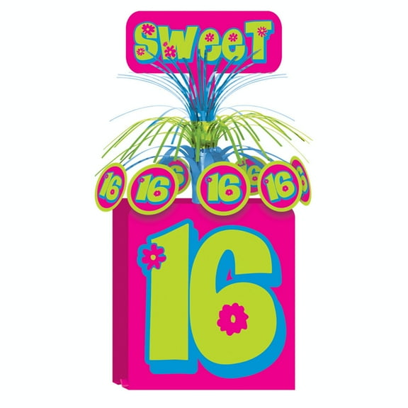 Party Central Club Pack of 12 Hot Pink "Sweet 16" Birthday Party Cascading Table Centerpieces 15"
