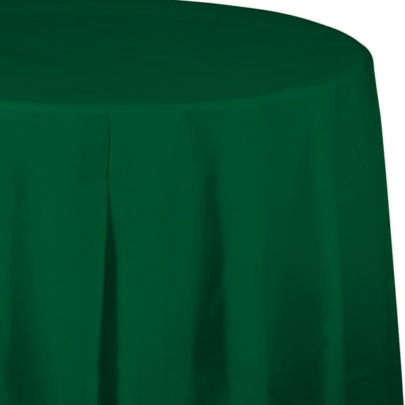 Club Pack of 12 Hunter Green Octy-Round Picnic Disposable Party Table Covers 82"