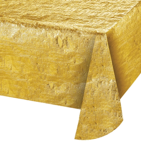 Club Pack of 12 Metallic Gold Rectangular Banquet Party Table Cloths 108"