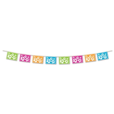 Party Central Club Pack of 12 Multi-Color Hibiscus Luau Pennant Banners 144"