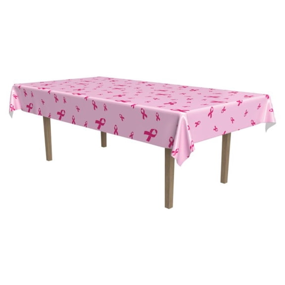 Beistle Ribbon Print Disposable Tablecloth - 108'' - Pack of 12 - Pink