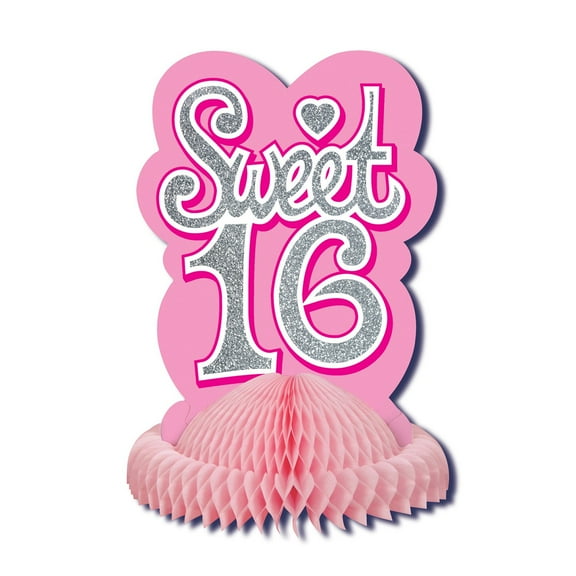 Party Central Club Pack of 12 Pink Sparkle Sweet 16 Party Table Centerpieces 9.5"