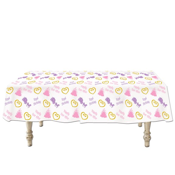 Club Pack of 12 Pink and Gold Princess Disposable Banquet Party Table Covers 108"