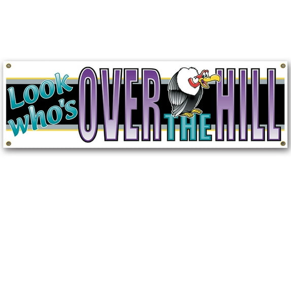 Party Central Club Pack of 12 Purple 'Look Who's Over the Hill' Sign Banner Party Decorations 5'