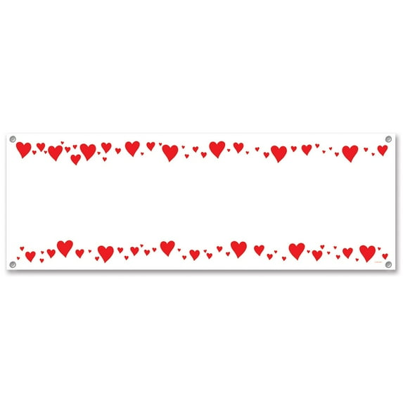 Party Central Club Pack of 12 Red Heart Border Blank Banner Hanging Decorations 5'