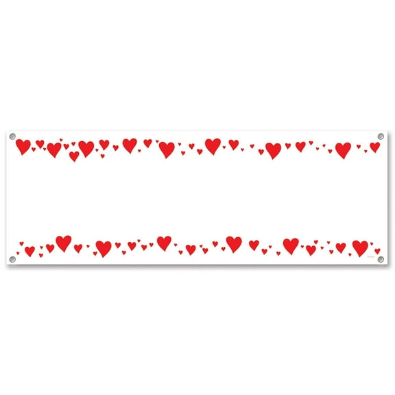 Party Central Club Pack of 12 Red Heart Border Blank Banner Hanging Decorations 5'