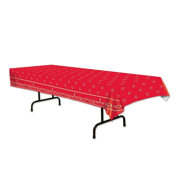 Club Pack of 12 Red Paisley Western Banquet Party Table Covers 54" x 108"