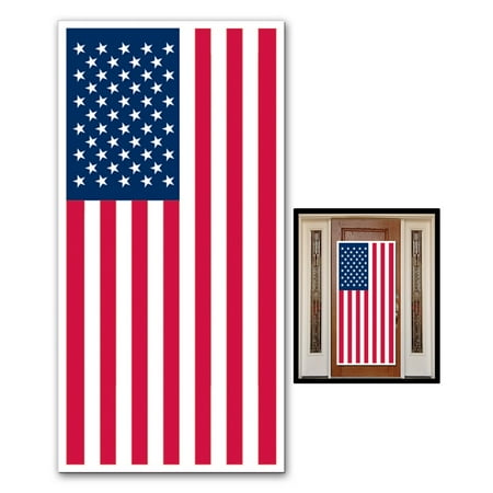 Party Central Club Pack of 12 Red and Blue Patriotic American Flag Door Cover Party Decorations 5'