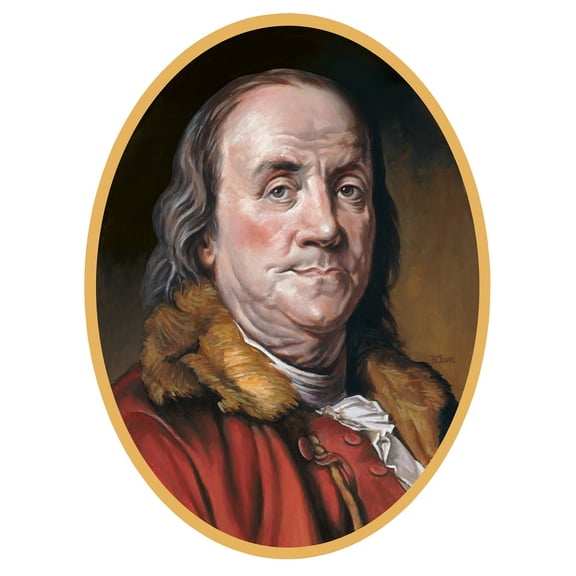 Party Central Club Pack of 12 Red and Brown Presidential Portrait of Benjamin Franklin Double Sided