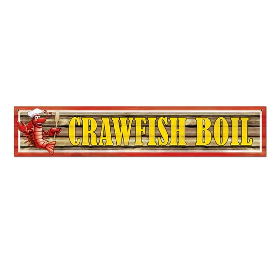 Party Central Club Pack of 12 Red and Yellow Crawfish Boil with Lobster Banner Decors 5'