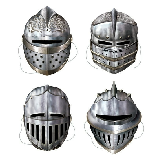 Party Central Club Pack of 12 Silver Noble Knight In Shining Armor Halloween Masks - One Size