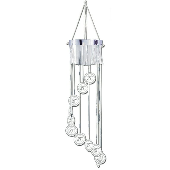 Party Central Club Pack of 12 Silver and White Spiral "25th" Wedding Anniversary Hanging Party