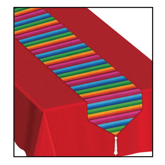 Party Central Club Pack of 12 Striped Fiesta Party Table Runners with Tassels 6'