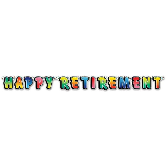 Club Pack of 12 Vibrantly Colored Happy Retirement Jointed Streamer Hanging Decoration 5'