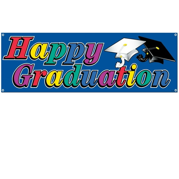 Party Central Club Pack of 12 Vibrantly-Colored Outdoor Happy Graduation Banner Hanging Party