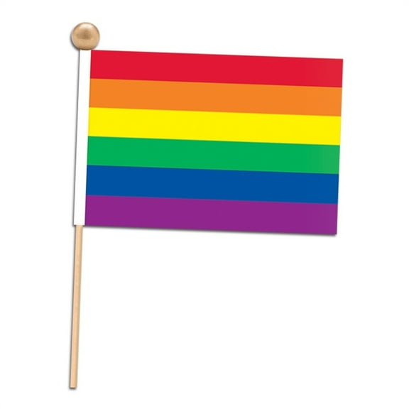 Party Central Club Pack of 12 Vibrantly-Colored Pride Rainbow Flag Party Decorations 10.5"