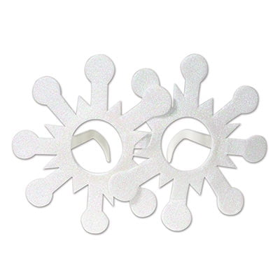 Party Central Club Pack of 12 White Glittered Snowflake Christmas Glasses - One Size