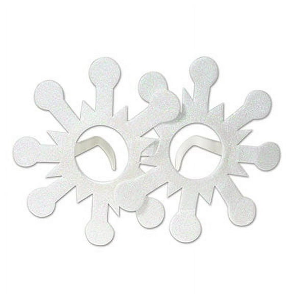 Club Pack of 12 White Glittered Snowflake Christmas Glasses - One Size