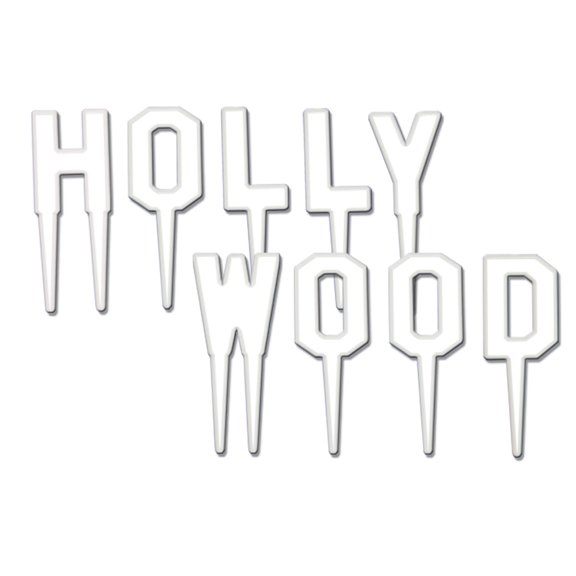 Party Central Club Pack of 12 White HOLLYWOOD Food or Drink Decoration Party Picks 2"