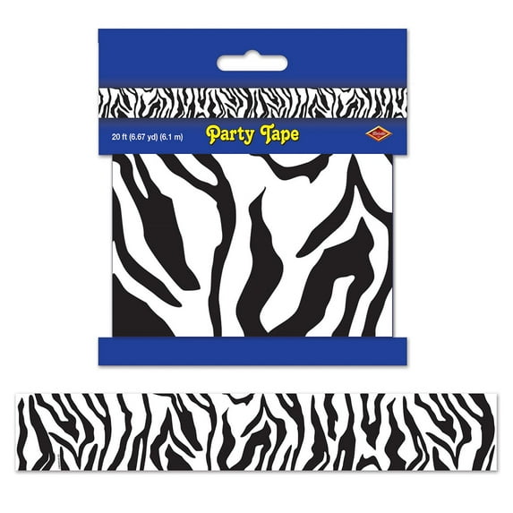 Club Pack of 12 White and Black Zebra Party Tape Streamers Decors 20'