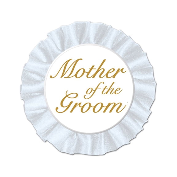 Party Central Club Pack of 12 White and Gold Round "Mother of the Groom" Buttons Party Favors 3.5''