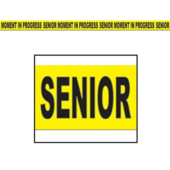 Party Central Club Pack of 12 Yellow and Black 'Senior Moment In Progress' Party Tape Decors 20'