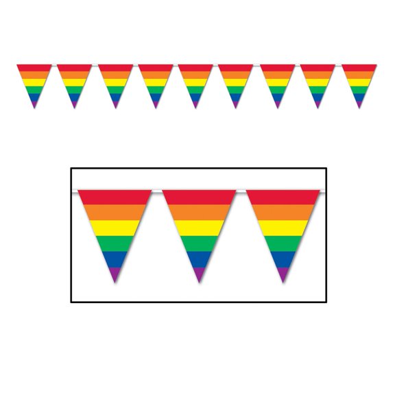 Club Pack of 12 Yellow and Green Pennant Hanging Banner Decors 12'