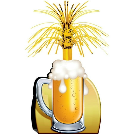 Party Central Club Pack of 12 Yellow and White German Oktoberfest Beer Mug Table Centerpieces 15"