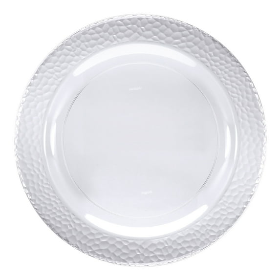 Party Central Club Pack of 120 Clear Disposable Hammered Rim Pebble Round Plastic Luncheon Plates 7"