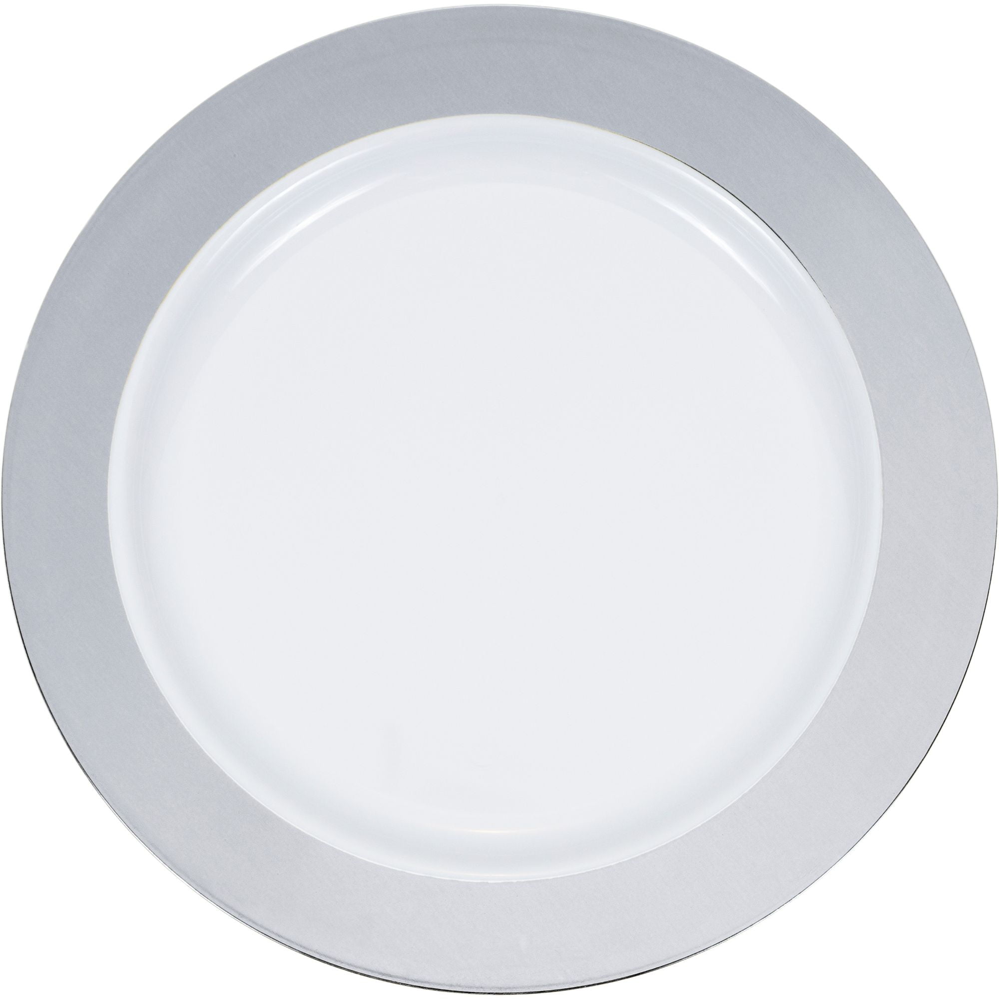 Party Central Club Pack of 120 White and Silver Metallic Rim Disposable ...