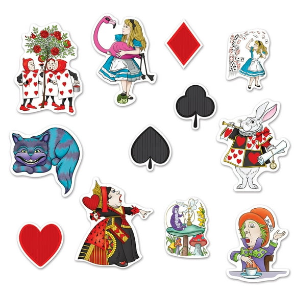 Club Pack of 144 Multi-Color Alice In Wonderland Cutouts 12"