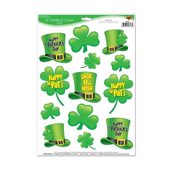 Party Central Club Pack of 156 Green St Patrick's Day Cling Sheets 17"