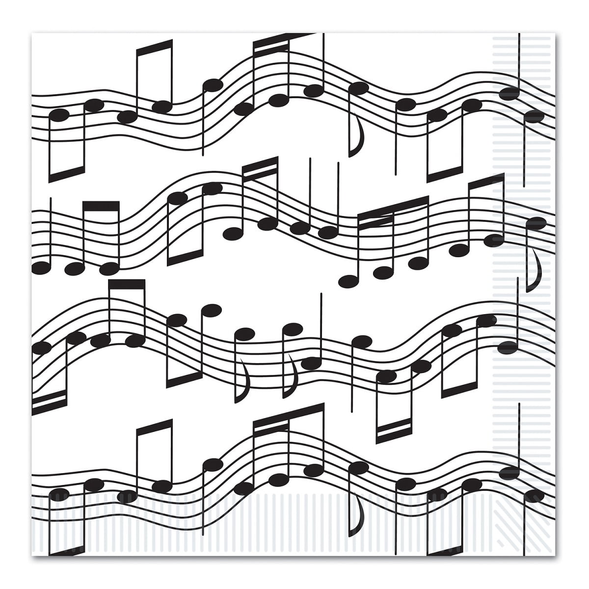 Club Pack of 192 Black and White Musical Notes Disposable Luncheon ...