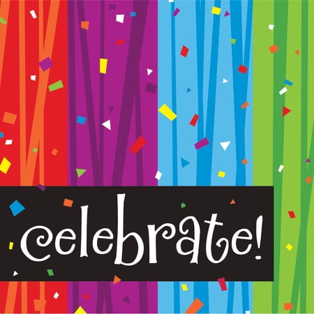 Party Central 3-Ply Milestone Celebrate Disposable Beverage Napkins - 5" - Multicolor - Club Pack of