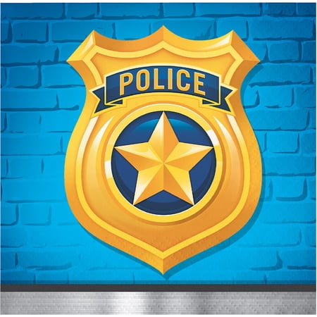 Party Central Club Pack of 192 Blue and Yellow Police Badge Disposable Napkins 5"