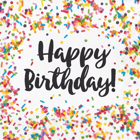 Party Central Club Pack of 192 Multicolored Sprinkles "Happy Birthday" Luncheon Napkins 13"