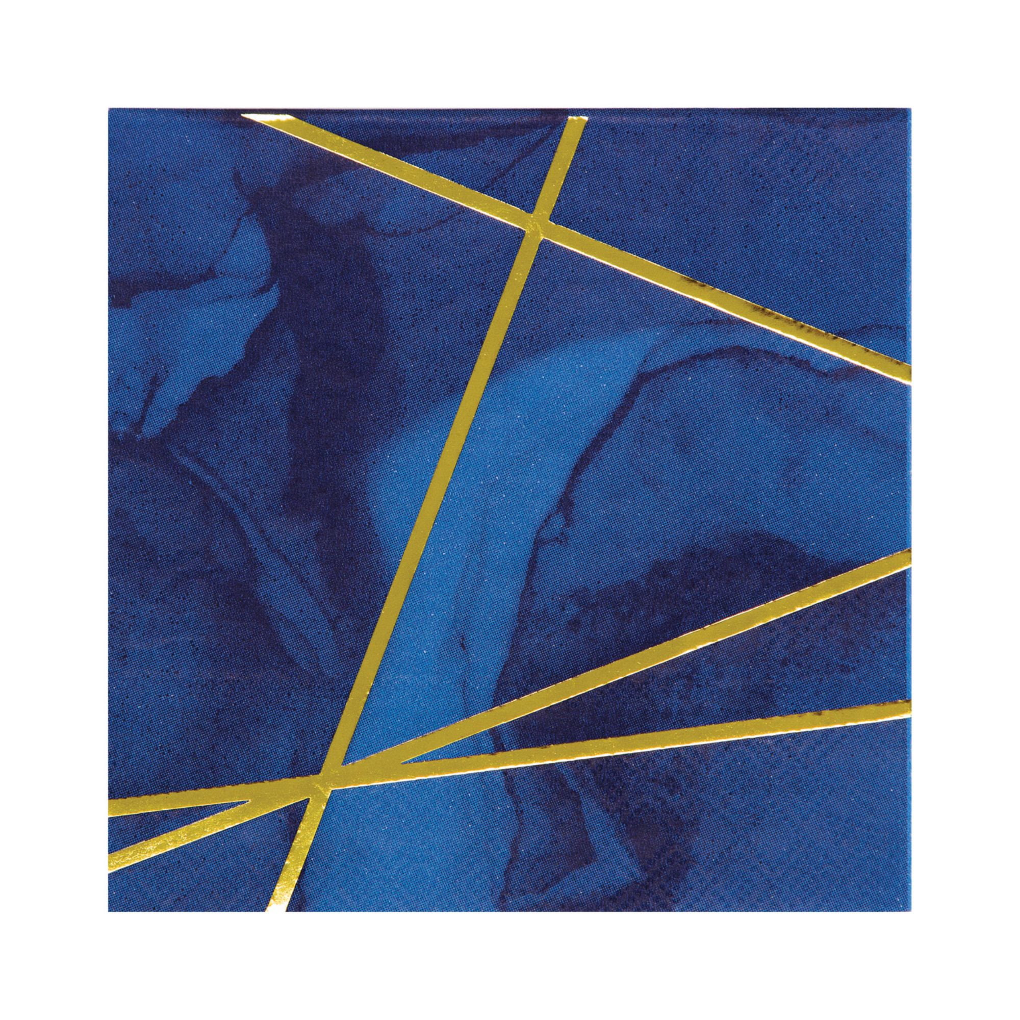 Party Central Club Pack of 192 Navy Blue and Gold 3 Ply Beverage Napkins