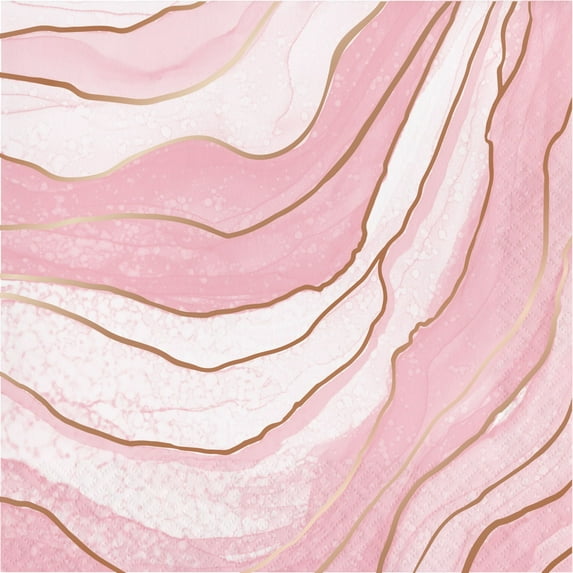 Party Central Club Pack of 192 Pink and Brown Swirl 3-Ply Luncheon Napkins 12.75"