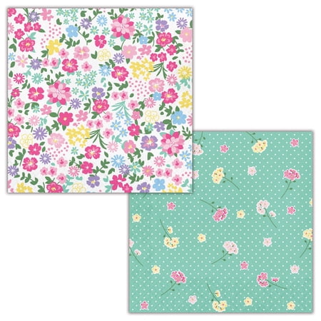 Party Central Club Pack of 192 Pink and Green Floral Themed 2-Ply Luncheon Square Napkins 6.5"