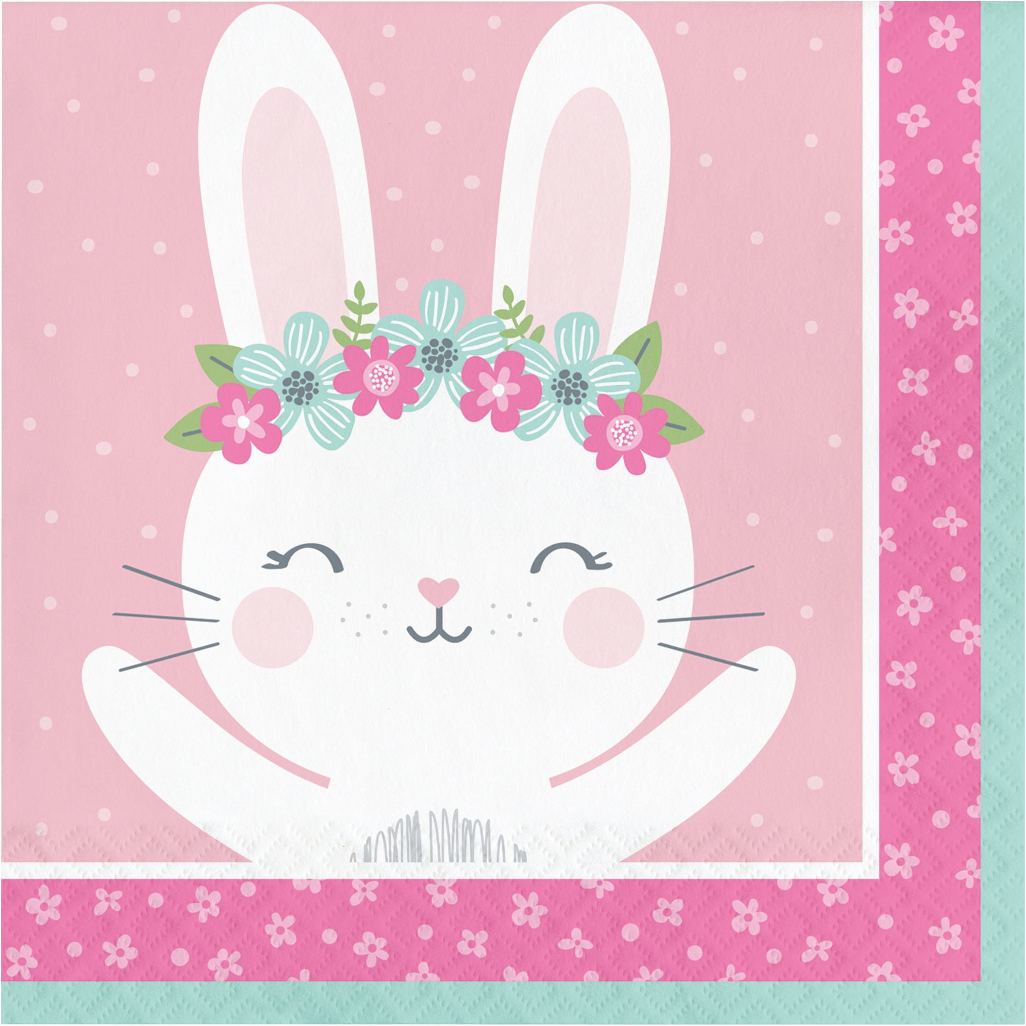 Party Central Club Pack of 192 Pink and White Easter Bunny Luncheon Napkins 6.5"