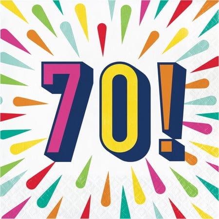 Party Central Club Pack of 192 White and Pink 2 Ply 1970's Birthday Burst Lunch Napkins