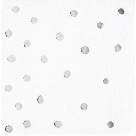 Party Central Club Pack of 192 White and Silver Foil Stamped 3-Ply Beverage Napkins 5"