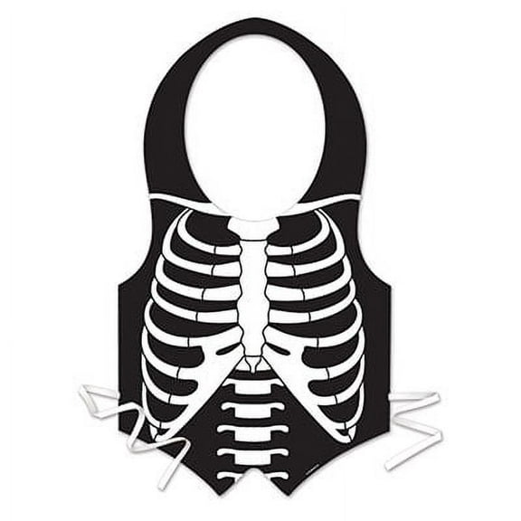 Party Central Club Pack of 24 Black and White Skeleton Rib Cage Vests Halloween Costume Accessory