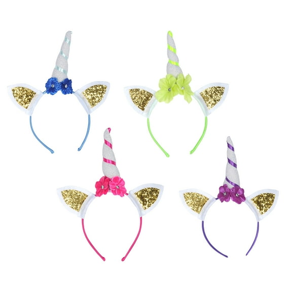Party Central Club Pack of 24 Glittered Unicorn Snap On Hat Headband Costume Accessories - One Size