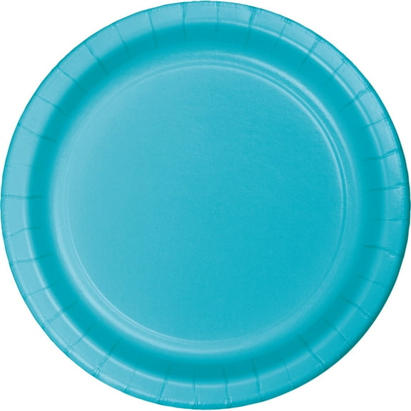 Party Central Disposable Round Luncheon Party Paper Plates - 7" - Bermuda Blue - Club Pack of 240