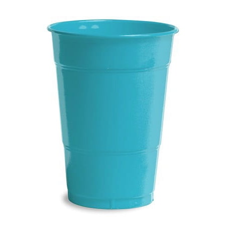 Party Central Disposable Solid Drinking Party Tumbler Cups - 16 oz. - Bermuda Blue - Club Pack of