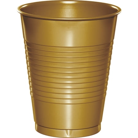 Party Central Club Pack of 240 Glittering Gold Round Disposable Drinking Party Tumbler Cups 16 oz.