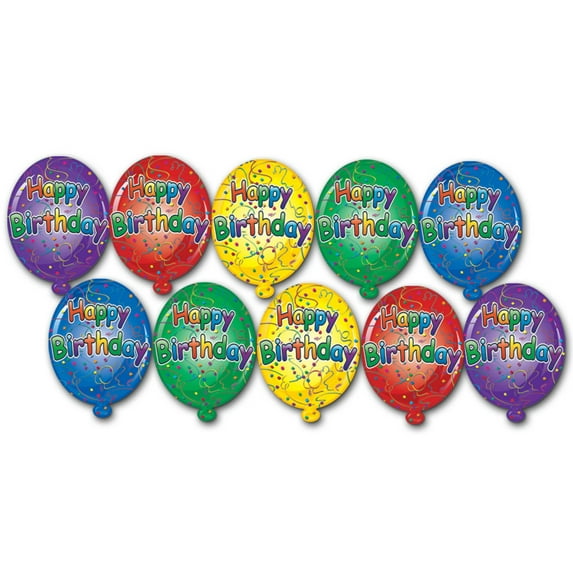 Club Pack of 240 Yellow and Green "Happy Birthday" Balloon Cutout Party Decors 4.5"