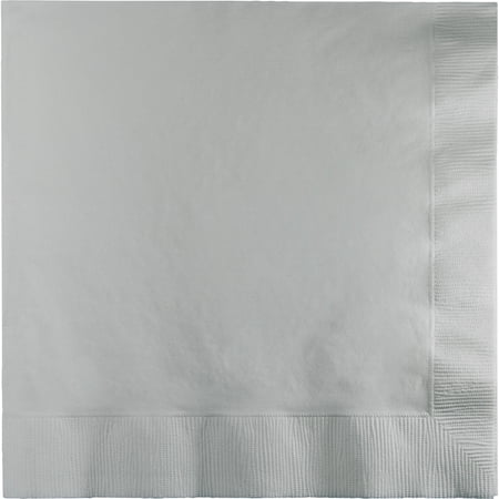 Party Central 3-Ply Disposable Dinner Napkins - 8.75" - Silver - Club Pack of 250