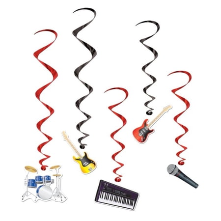 Party Central Club Pack of 30 Multi-Color Musical Instrument Spiral Whirls 39"